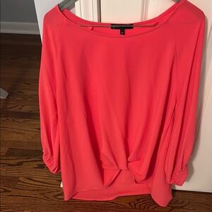 Gibson Pink Relaxed Tie Front Blouse with 3/4 Sleeves